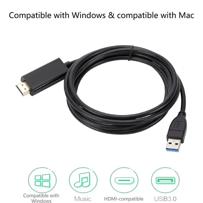 USB 3.0 to HDMI , USB to HDMI ȯ, USB A to HDMI ̺, 1080P 60Hz   , PC Ʈ  HDTV
